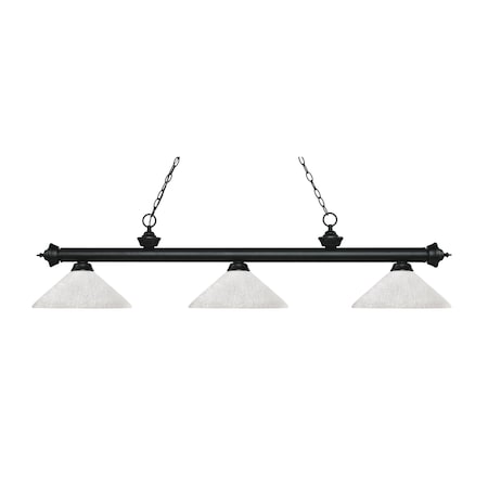 Z-Lite Riviera 3 Light Billiard Light, Matte Black & White Linen 200-3MB-AWL14